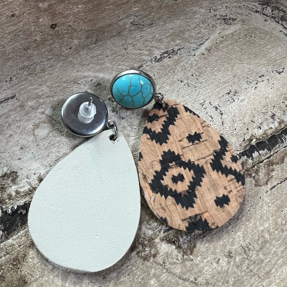 Boho Teardrop‎ Earrings with Turquoise Accents - Picture 3 of 4